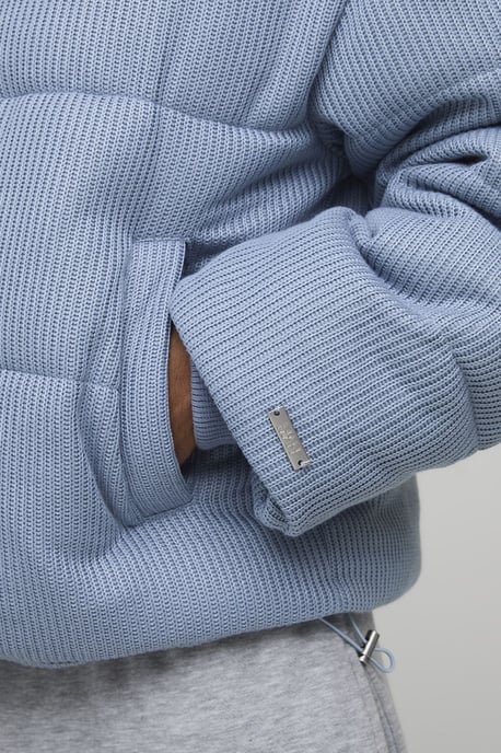 Oversized Fit Knitted Hooded Puffer Jacket - Image 3
