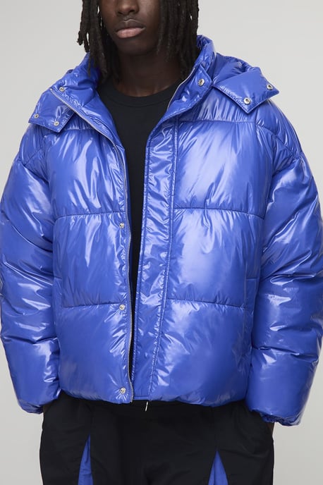 MAN Regular Fit High Shine Hooded Puffer Jacket - Image 1