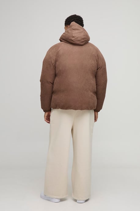 Oversized Boxy Peached Nylon Extreme Heavy Padded Funnel Neck Hooded Puffer Coat - Image 2
