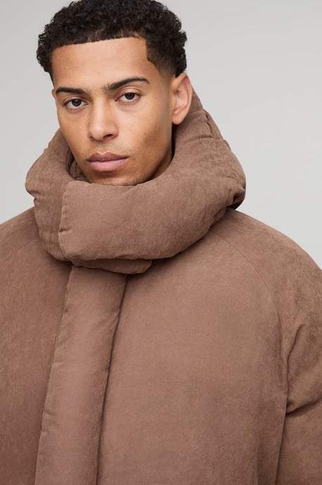 Oversized Boxy Peached Nylon Extreme Heavy Padded Funnel Neck Hooded Puffer Coat - Image 3