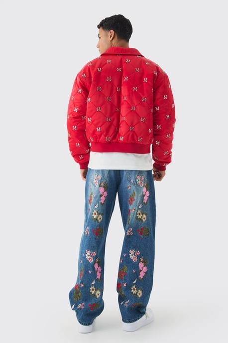 Baggy Fit Rigid Floral Embroidered Jeans - Image 2