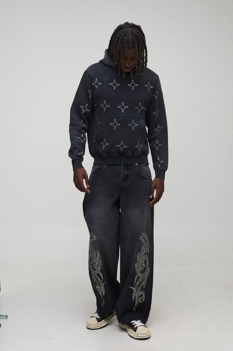 Baggy Fit Tribal Rhinestone Jeans - Image 4