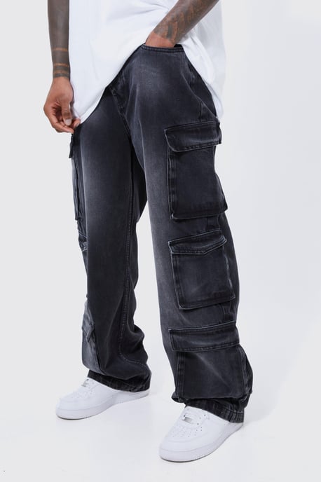 Baggy Rigid Multi Pocket Cargo Bleached Jeans - Image 1
