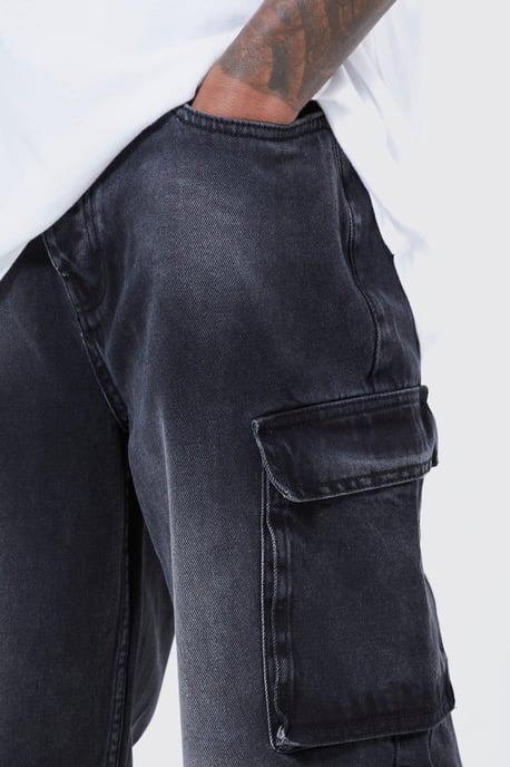 Baggy Rigid Multi Pocket Cargo Bleached Jeans - Image 3