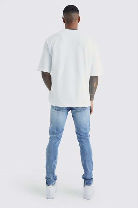 Skinny Stretch Bleached Ripped Knee Jeans - Image 2