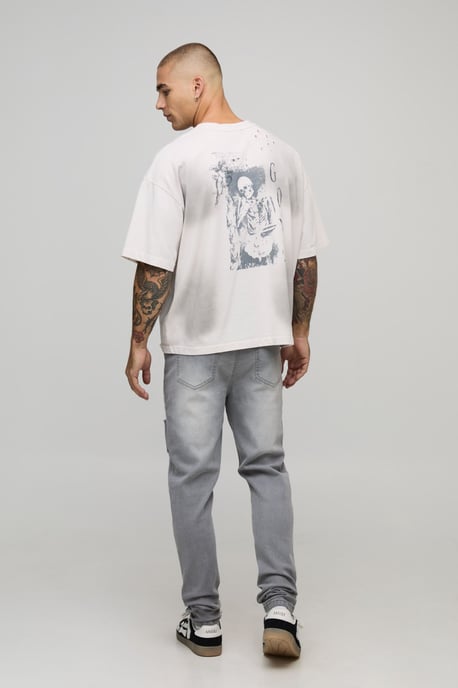 Skinny Stretch Distressed Ripped Washed Jeans - Image 2