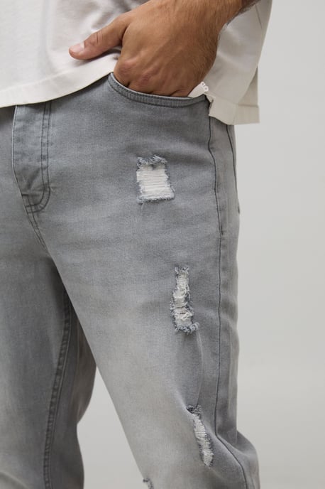 Skinny Stretch Distressed Ripped Washed Jeans - Image 3