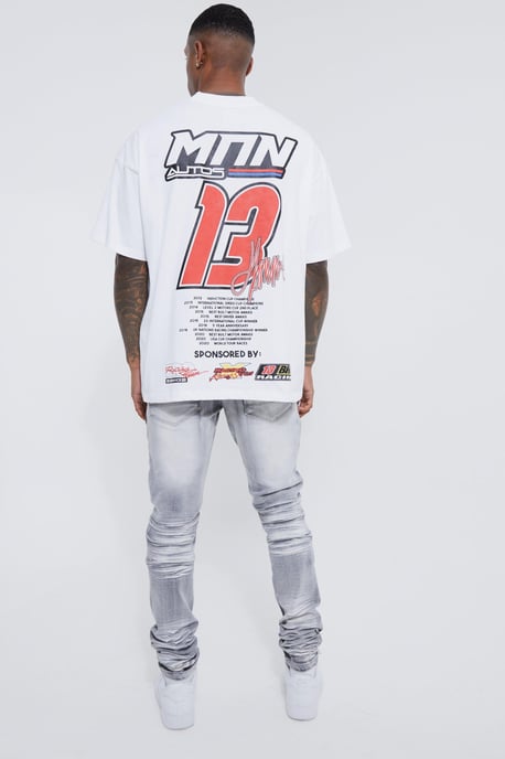 Skinny Stretch Heavy Bleached Ripped Jeans - Image 2