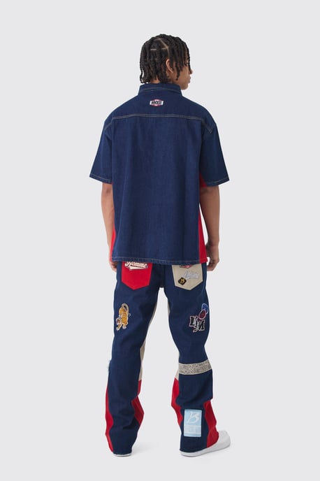 Relaxed Flare Rigid Gusset Applique Badge Jeans - Image 2