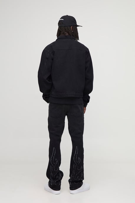 Flame Applique Stacked Slim Fit Flared Jeans - Image 2