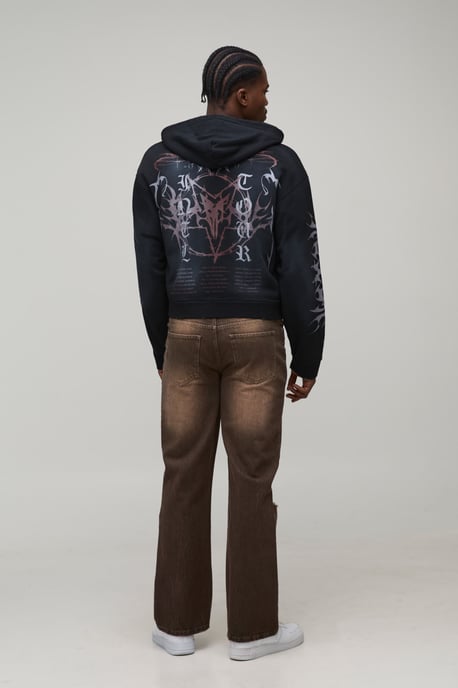Straight Flared Knee Ripped Washed Denim Jeans - Image 2