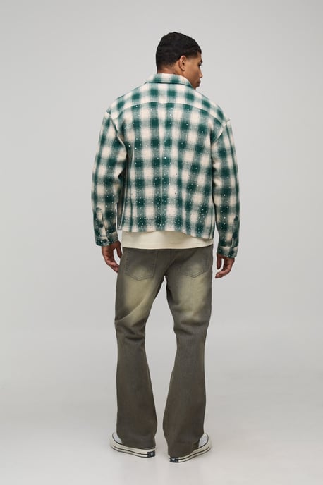 Slim Flared Knee Rip and Repair Paint Splatter Jeans - Image 2