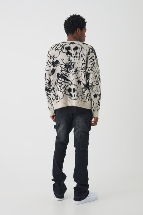 Skinny Flared Stacked Carpenter Gusset Washed Jeans - Image 2