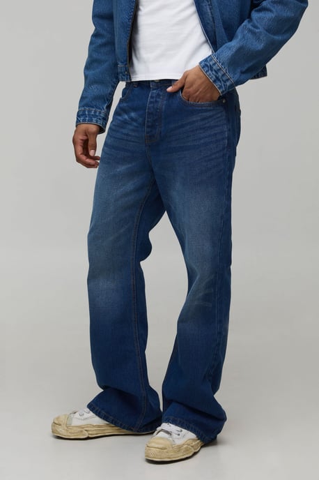 Pocket Embroidery Rigid Flared Jeans - Image 1
