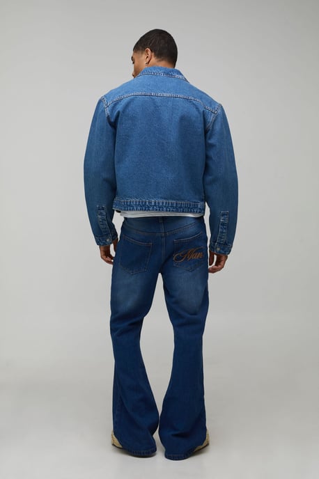 Pocket Embroidery Rigid Flared Jeans - Image 2