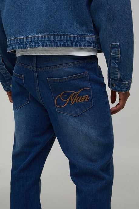 Pocket Embroidery Rigid Flared Jeans - Image 3