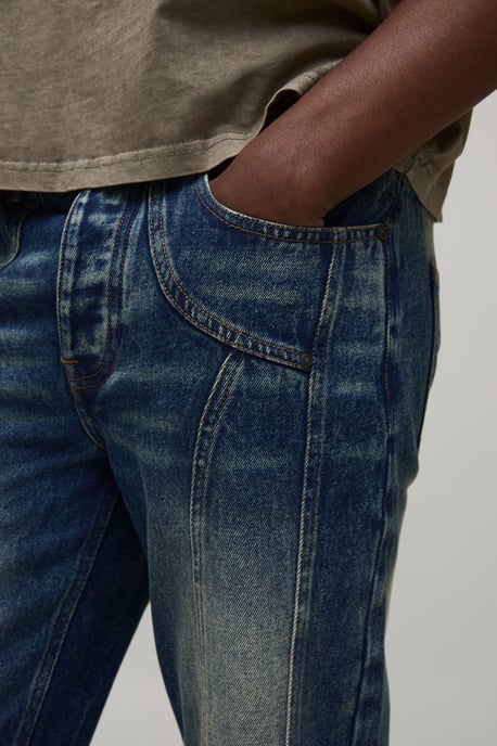 Straight Flared Washed Western Panel Jeans - Image 3