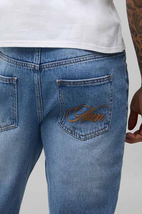Pocket Embroidery Rigid Flared Jeans - Image 3