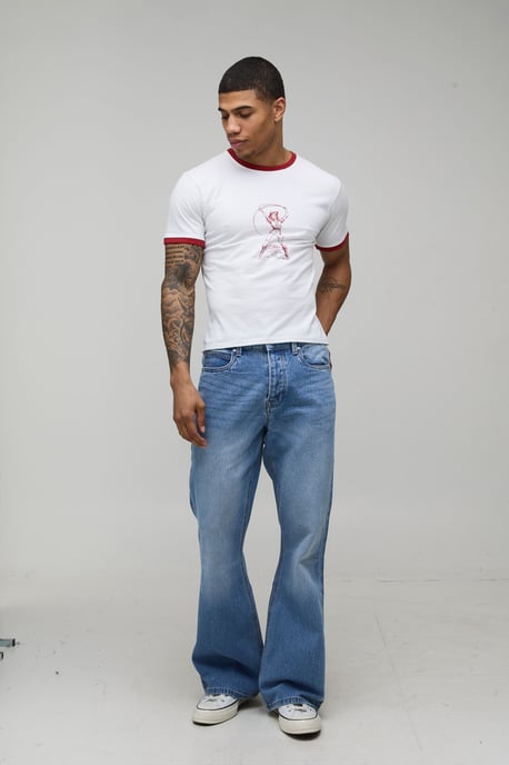 Pocket Embroidery Rigid Flared Jeans - Image 4