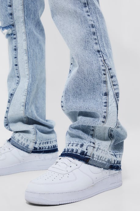 Slim Flare Washed Distressed Gusset Panel Jeans - Image 3