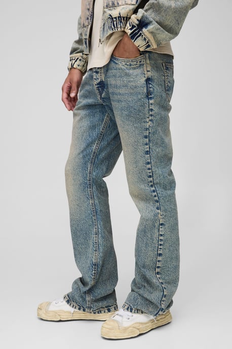 Relaxed Flared Stacked Antique Wash Jeans - Image 1