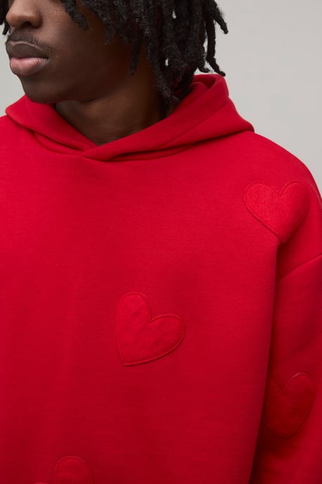 Oversized Boxy Heart Applique Hoodie - Image 3