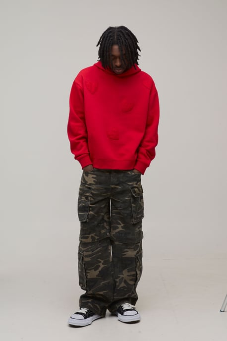 Oversized Boxy Heart Applique Hoodie - Image 4