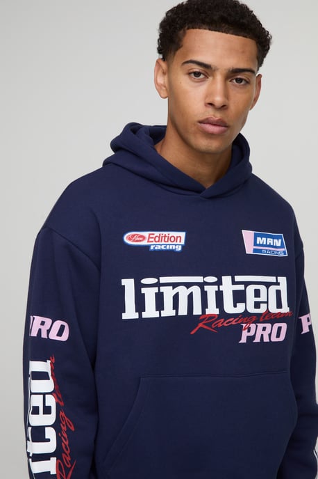 Oversized Boxy Moto Graphic Hoodie - Image 3