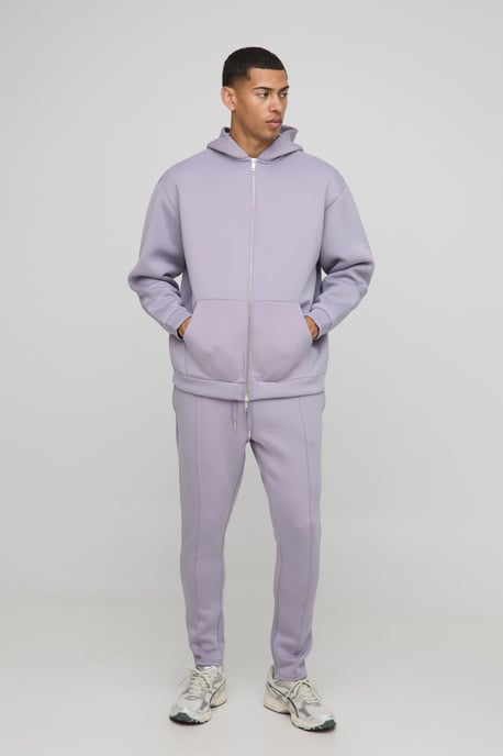 Oversized Zip Through Bonded Scuba Hoodie - Image 1