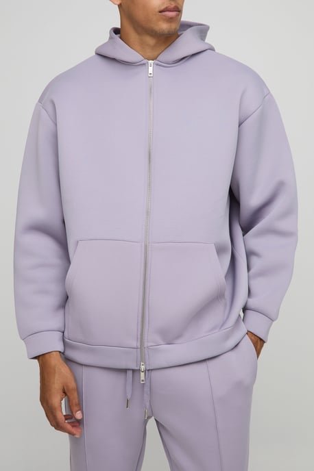 Oversized Zip Through Bonded Scuba Hoodie - Image 3