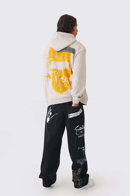Baggy Rigid Graffiti Printed Jeans - Image 2