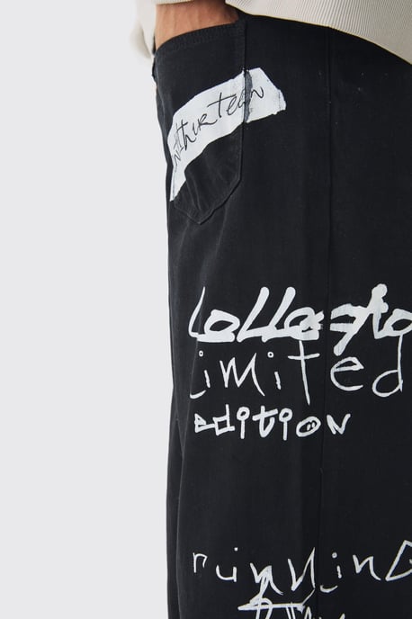 Baggy Rigid Graffiti Printed Jeans - Image 3