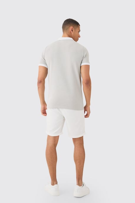 Slim Panelled Zip Neck Interlock Polo - Image 2