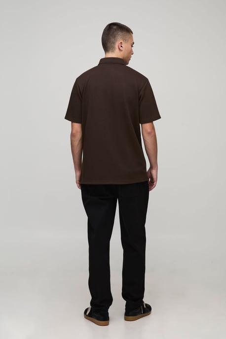 Regular Fit Heavyweight Textured Herringbone Zip Neck Polo - Image 2