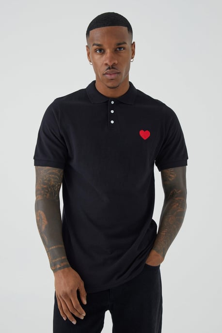 Slim Fit Heart Short Sleeve Pique Polo - Image 1