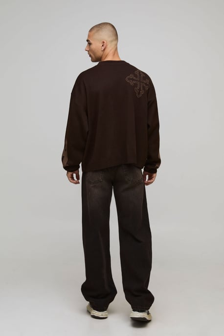 Oversized Boxy Cross Graphic Knitted Jumper - Image 2