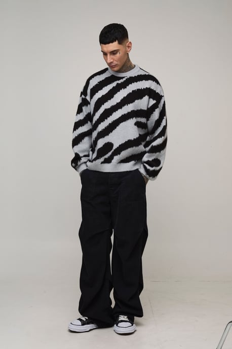 Tall Boxy Oversized Brushed Animal Knitted Jumper - Image 4
