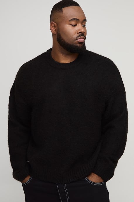 Plus Basic Boxy Fit Brushed Knitted Jumper - Image 1