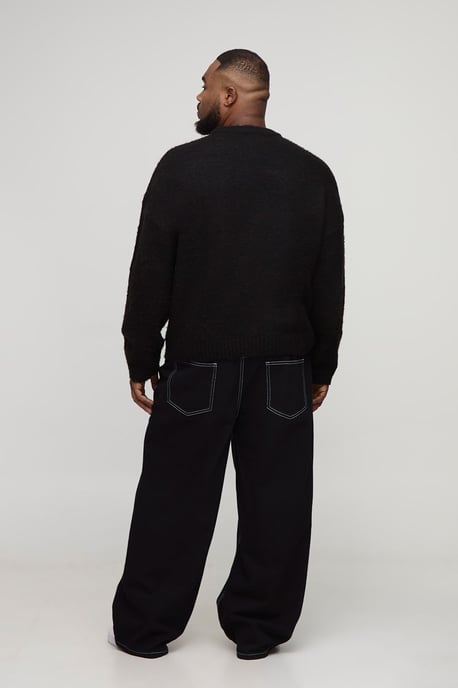 Plus Basic Boxy Fit Brushed Knitted Jumper - Image 2