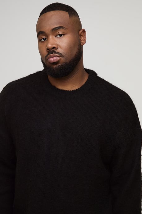 Plus Basic Boxy Fit Brushed Knitted Jumper - Image 3