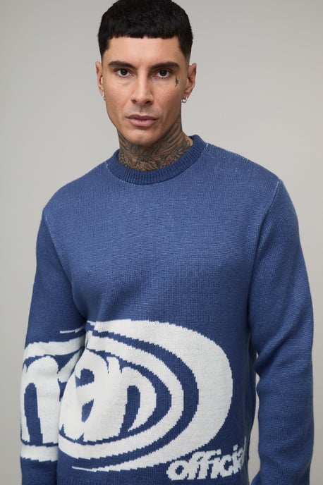 Tall Man Boxy Jacquard Knitted Jumper - Image 3