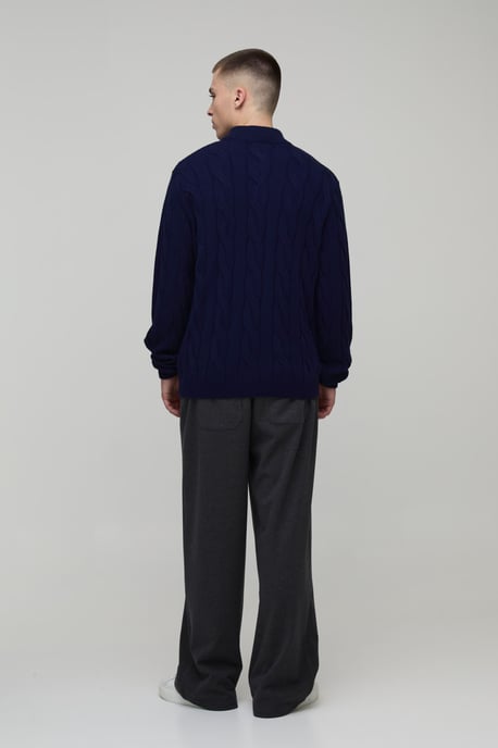 Regular Fit Cable Knitted 1/4 Zip Jumper - Image 2