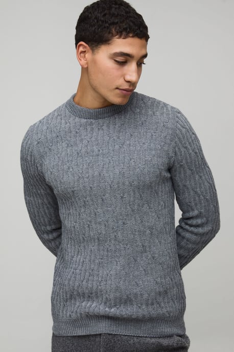 Regular Fit Cable Knitted Jumper - Image 1