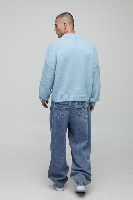 Boxy Fit Brushed Extended Neck Knitted Jumper - Image 2
