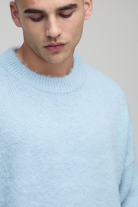 Boxy Fit Brushed Extended Neck Knitted Jumper - Image 3