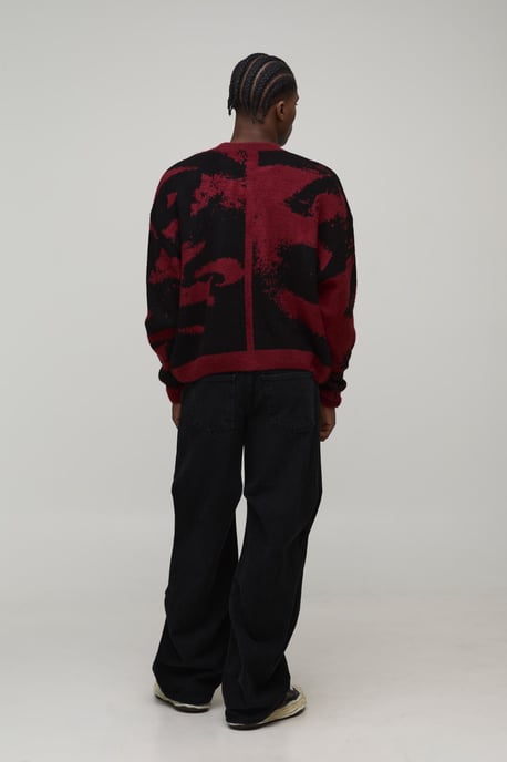 Oversized Boxy Gothic Graphic Brushed Knitted Jumper - Image 2
