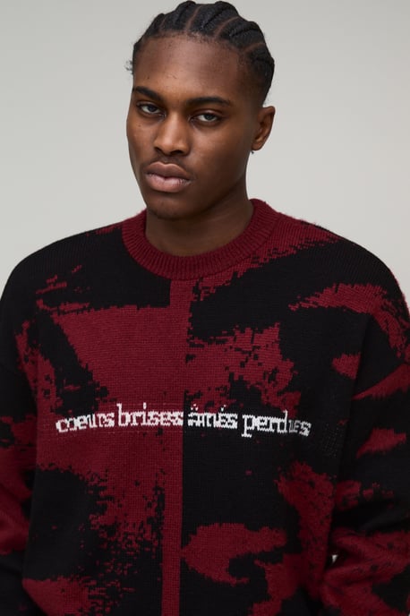 Oversized Boxy Gothic Graphic Brushed Knitted Jumper - Image 3