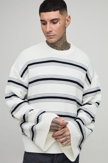 Tall Ribbed Knit Wide Sleeve Boxy Oversized Jumper - Image 1