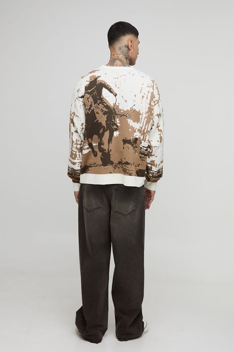 Tall Western Jacquard Oversized Jumper - Image 2