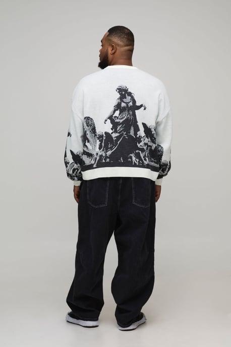 Plus Oversized Renaissance Jacquard Knitted Jumper - Image 2